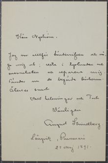 August Strindbergs brev till Anton Nyström 24 maj 1891