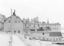 Brännkyrkagatan 6. Fasaden mot Guldgränd
