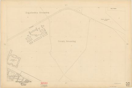 Kartan är ritad i tusch på papper som gulnat med tiden