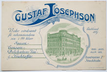 Reklamtryck. Gustaf Josephson, Speceri- konserv. delikatessaffär.