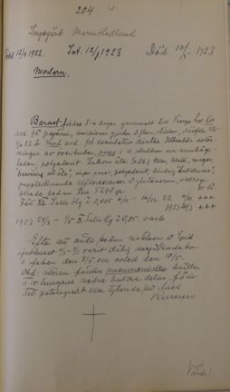Patientjournal från Lilla Hemmet 1923