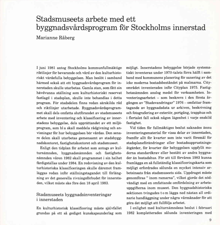 Stadsmuseets arbete med ett byggnadsvårdsprogram för Stockholms innerstad / Marianne Råberg
