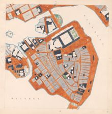 Kartblad över Gamla stan 1863 (1810 års tomtnumrering)