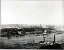 Utsikt  från Stockholmsutställningen på Djurgården 1897.