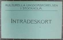 Inträdeskort från Kulturella Ungdomsrörelsen 
