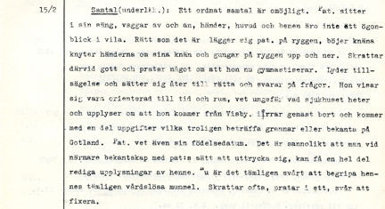 Beckomberga sjukhus, patientjournal Matilda
