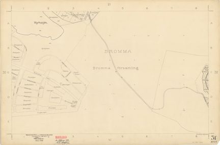 Kartan är ritad i tusch på papper som gulnat med tiden