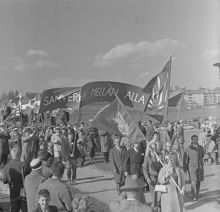 Första majdemonstration på Gärdet