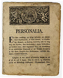 Personalia. En kårt vandring, et ärligt lefverne...