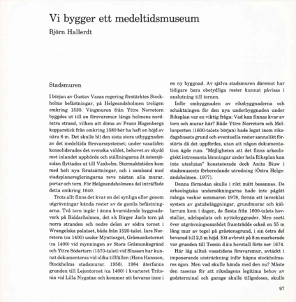 Text om fynd i samband med byggandet av medeltidsmuseet 