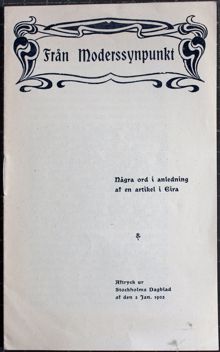 Från moderssynpunkt - ett anonymt inlägg i sedlighetsdebatten från 1902