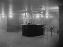 Station Södra Bantorget, spärrkiosk sedd från gångtunneln