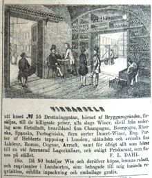 Vinhandeln uti huset No 55 Drottninggatan.