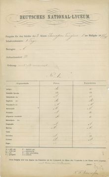 Eugène Janssons skolbetyg