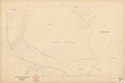 Kartan är ritad i tusch på papper som gulnat med tiden