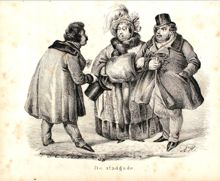 "Hufvudstadens nöjen - De stadgade" (teckning 1841)