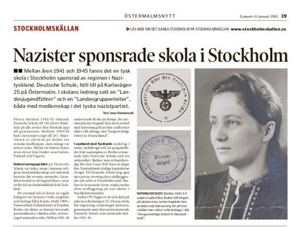 Artikel i tidningen Östermalmsnytt år 2013