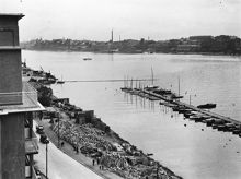 Vy över Riddarfjärden från huset Norr Mälarstrand 74. I förgrunden till vänster Norr Mälarstrand