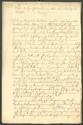 Hyreskontrakt från 1727.