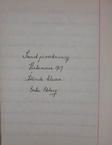 Anna Sandströms skola – Minnen från barndomen, elevuppsats 1909