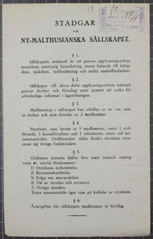 Stadgar för Ny-Malthusianska Sällskapet
