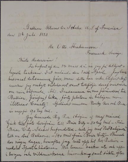 USA-emigrant skriver hem om guldgräveri