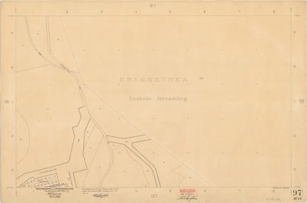 Bladet är ritat i tusch på papper som numera är gulnat