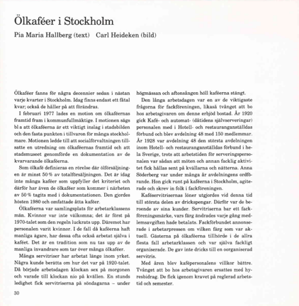 Text om ölkaféer i Stockholm