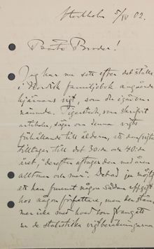 Beräkningar av hjärnans vikt - brev från Gustaf Retzius till Carl Lindhagen 1902