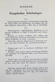 Stadgar för Kungsholms arbetsstuga - en föregångare till fritids