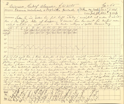 Patientjournal nummer 65, 1891, Barnsjukhuset Samariten.